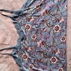 Loralette Floral & Paisley Cami with Lace Edging 2X